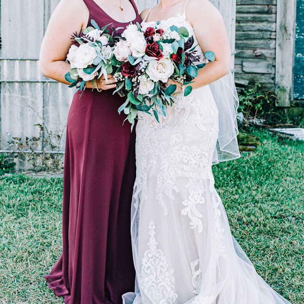 David’s Bridal size 12 wine bridesmaid dress